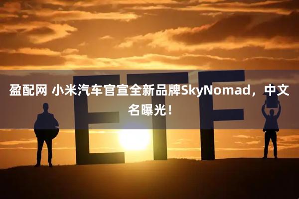 盈配网 小米汽车官宣全新品牌SkyNomad,中文名曝光!